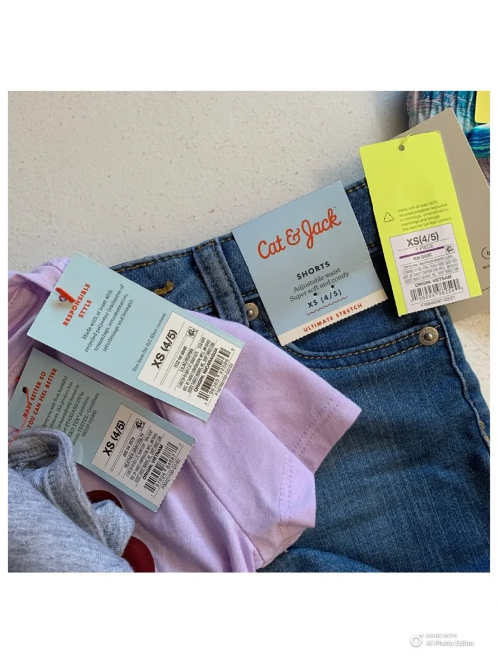 Girls Size XS (4/5) 4-Piece Lot of Summer Clothes Cat & Jack + All In Motion NWT